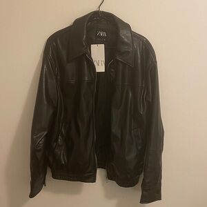 Zara Faux Leather Bomber Jacket NWT size S